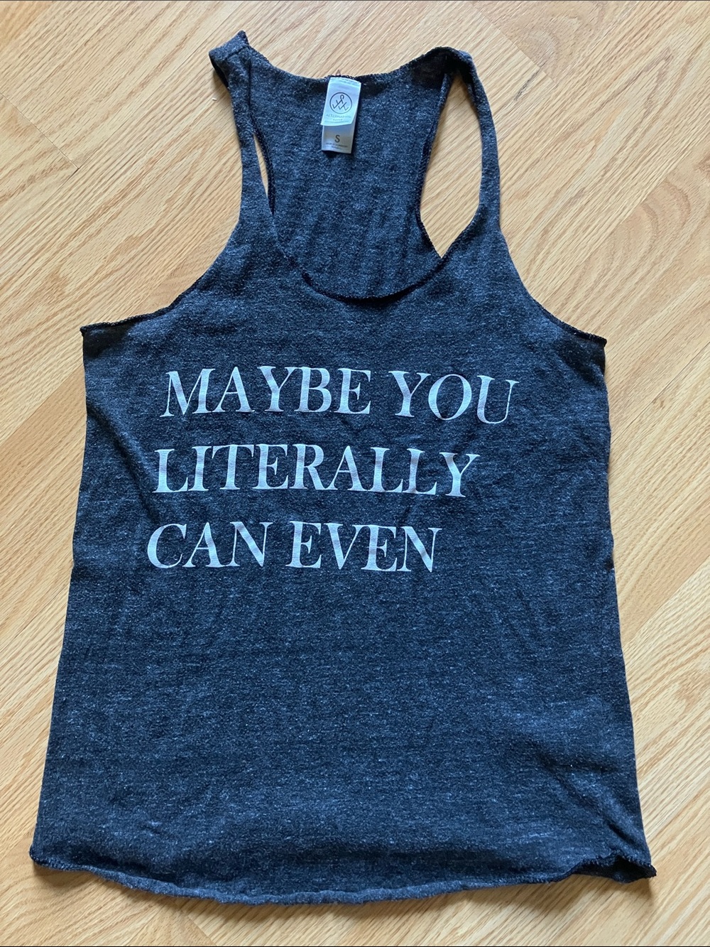 Alternative Charcoal Racerback Tank with White Slogan